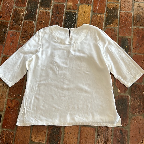 Lark Lane Linen blend White horseshoe neckline tunic top sz18 - Picture 5 of 6